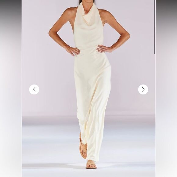 STAUD Dresses & Skirts - STAUD Giuseppe Draped Crepe Halter Neck Maxi Dress NWT